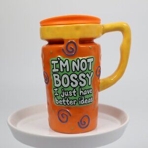 Funny Quote Ceramic Travel Mug  “I’m Not Bossy”  Excellent Condition